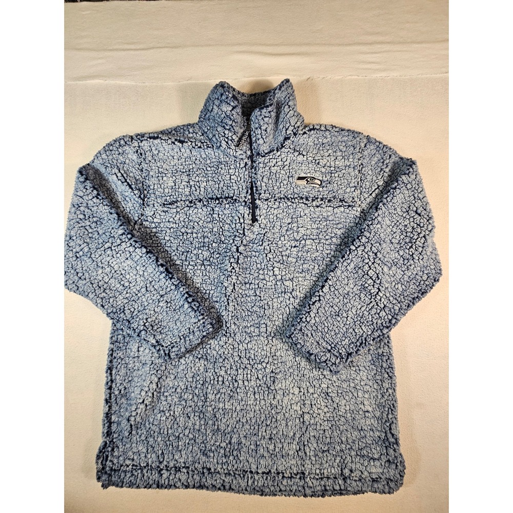 Boxercraft Seattle Seahawks Womens XL Sherpa Fleece Quarter Zip Pullover Blue